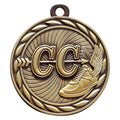 Die-Cast Metal 2-Inch in Diameter Round Cross Country Medal with Customizable Back in Antique Gold