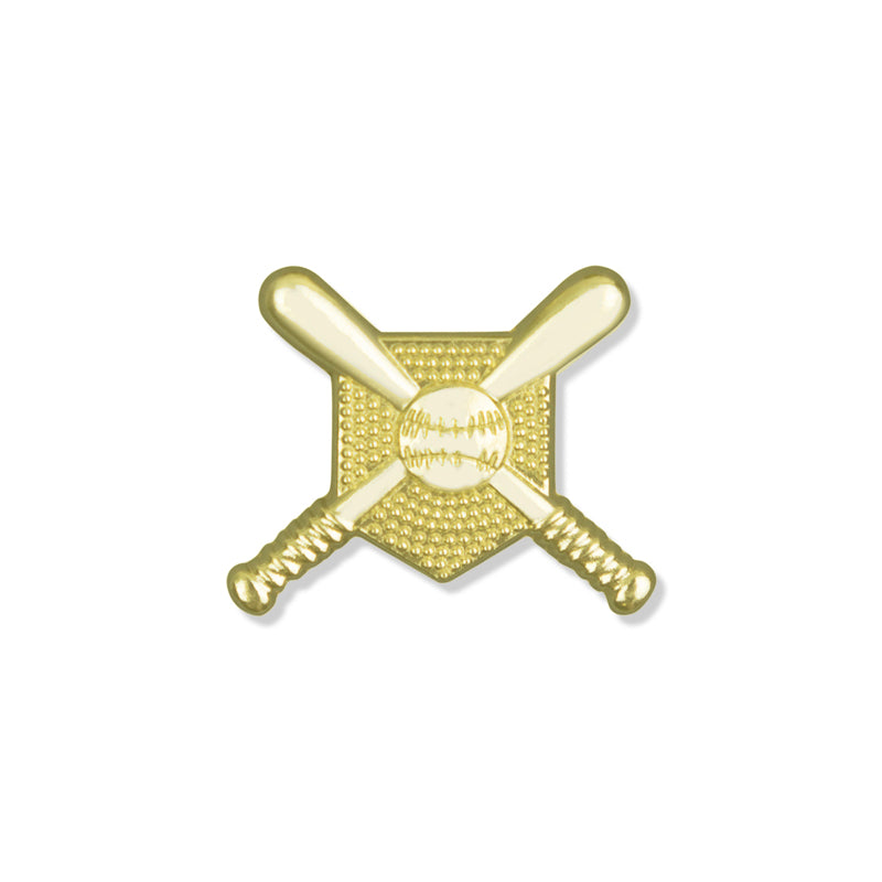 CROSSED BATS CHENILLE PIN GOLD