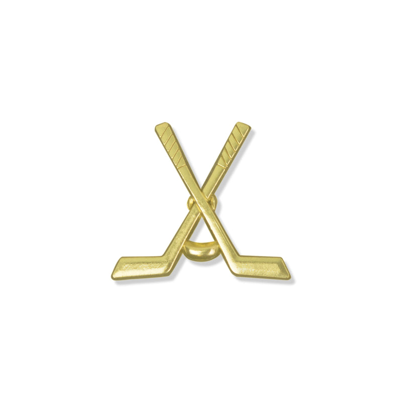 CROSSED HOCKEY STICKS CHENILLE PIN GOLD