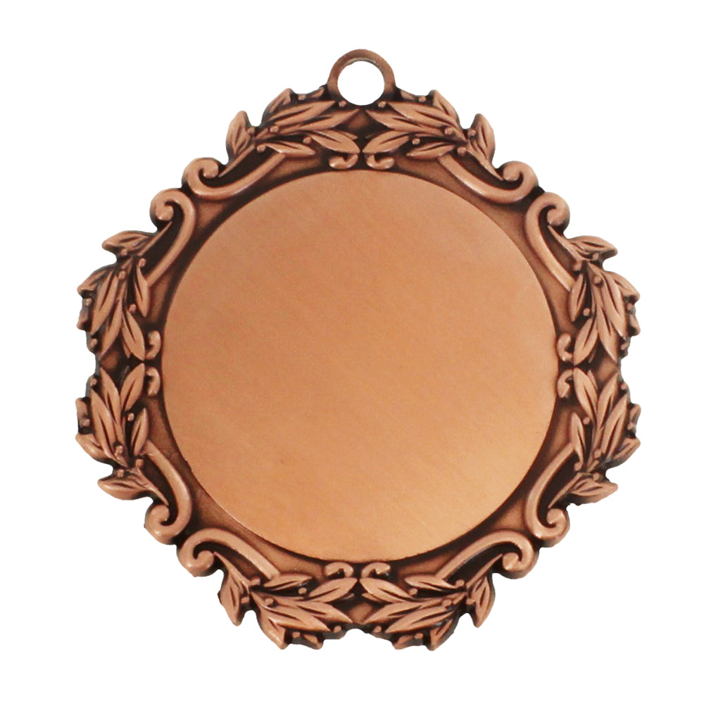 DECORATIVE MEDAL LEAF FRAME HOLDS 2 INCH MEDALLION INSERT BROZE FINISH. 3 INCH DIAMETER