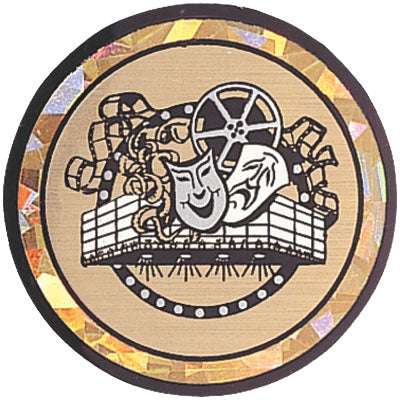2 Inch in Diameter Round Drama Themed Insert with Mylar Detailing