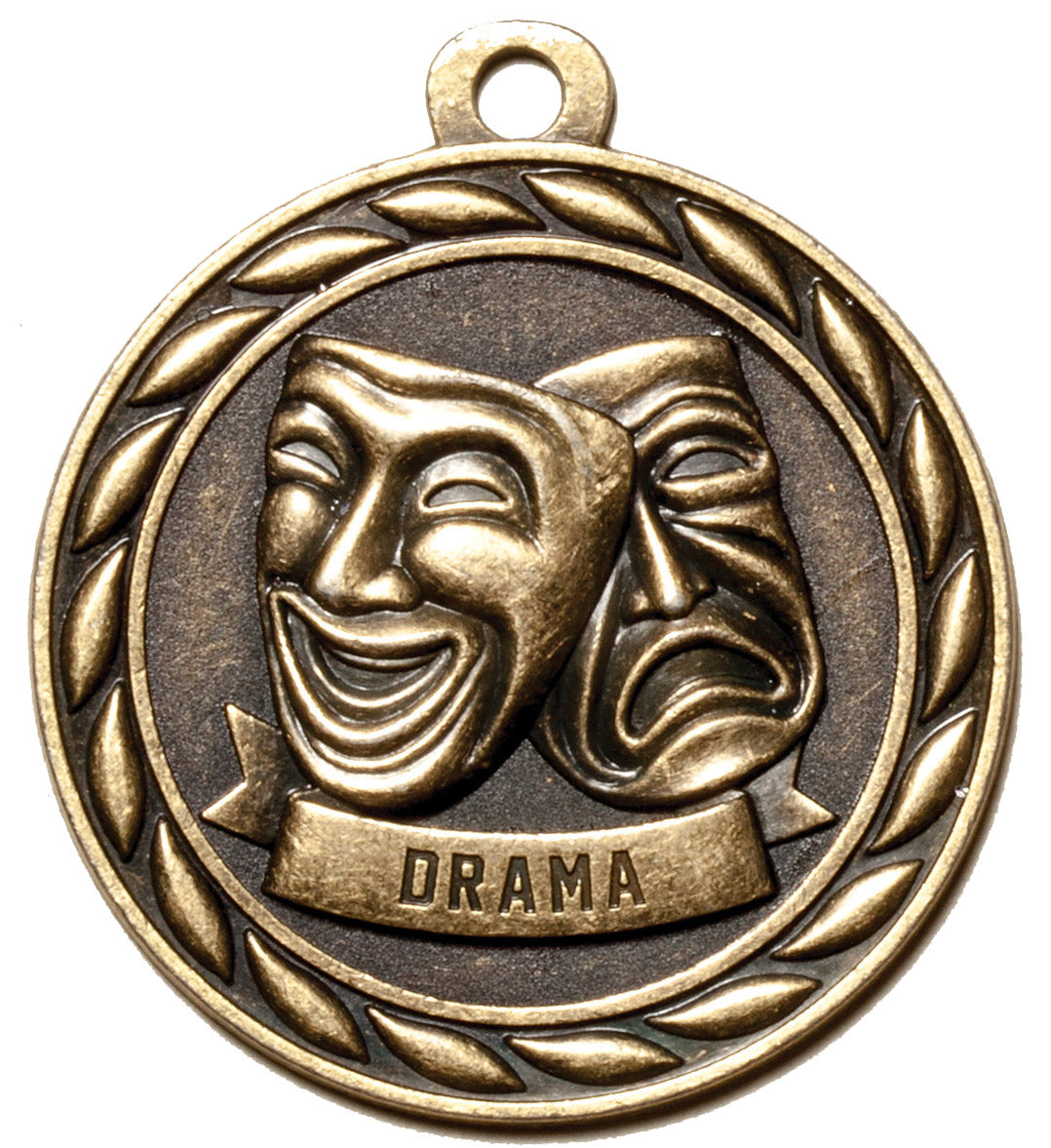 Metal 2-Inch in Diameter Round Drama Medal with Customizable Back in Brass
