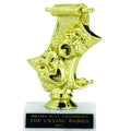 DRAMA TROPHY, 6 INCH, WHITE PLASTIC BASE