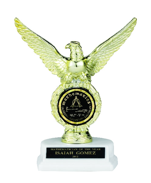 EAGLE TROPHY, 8 INCH, WHITE BASE, 2 INCH INSERT