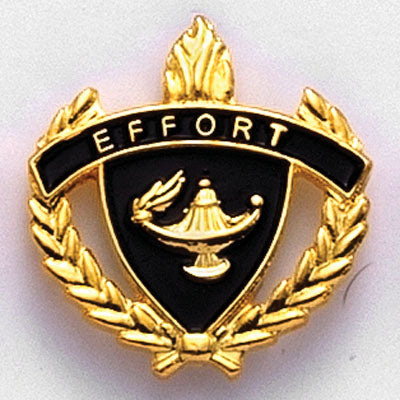 1 INCH WREATH WITH LAMP OF LEARNING EFFORT LAPEL PIN