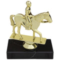 6-1/4 INCH EQUESTRIAN HORSE ANIMAL GOLD TROPHY ON BLACK MARBLE BASE