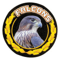 2 Inch in Diameter Round Detailed 'Falcons' Sports Insert in Gold with Mylar Detailing