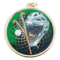 2-1/4 Inch in Diameter Round Gold Field Hockey Medal with Mylar Front Detailing and Customizable Back