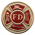 7/8-Inch in Diameter Round Metal Fire Department Medallion Insert with Enameled Finish