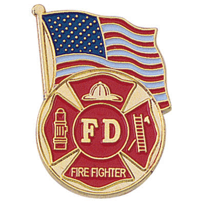 FIRE DEPT. AMERICAN FLAG PIN