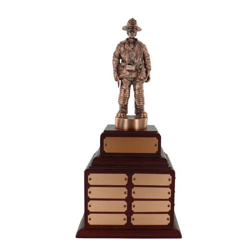 FIRE FIGHTER BRONZE PERPETUAL TROPHY ON ROSEWOOD BASE