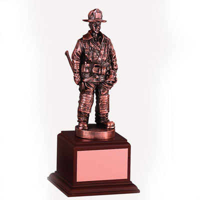 FIREFIGHTER TROPHY, 10 INCH, ELECTROPLATED IN BRONZE