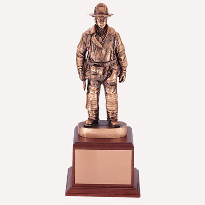 FIREFIGHTER TROPHY,16 INCH, ELECTROPLATED IN ANTIQUE BRONZE