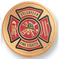 7/8-Inch in Diameter Round Metal Volunteer Firefighter Medallion Insert with Enameled Finish