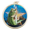 2-1/4 Inch in Diameter Round Fishing Themed Gold and Mylar Medal with Customizable Back