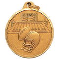 1-1/4 Inch Die-Struck Football Medal in Gold, Silver, or Bronze