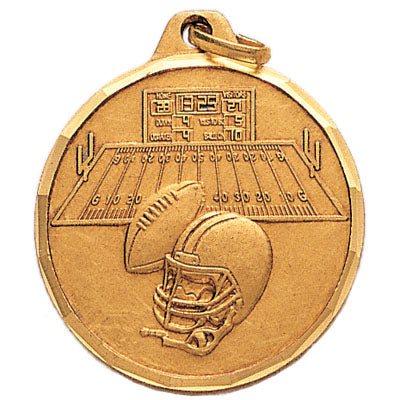1-1/4 Inch Die-Struck Football Medal in Gold, Silver, or Bronze