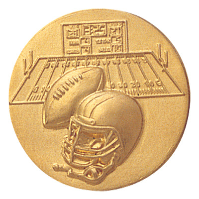 1-Inch in Diameter Round Metal Football Medallion Insert in Multiple Colors