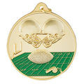 2-1/2 Inch Enameled Die-Cast Football Themed Medal in Gold, Silver, or Bronze
