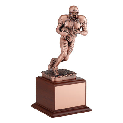 FOOTBALL TROPHY, 12-3/4 INCH, ELECTROPLATED IN ANTIQUE BRONZE