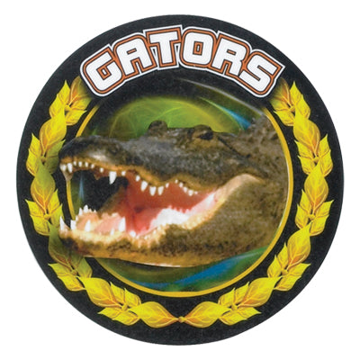 2 Inch in Diameter Round 'Gators' Themed Gold and Mylar Sports Insert