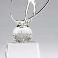 11 INCH X 5 INCH MODERN METAL GOLFER ON CRYSTAL BASE TROPHY