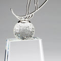 12 INCH X 5 INCH MODERN METAL GOLFER ON CRYSTAL BASE TROPHY