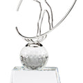 10 INCH X 5 INCH MODERN METAL GOLFER ON CRYSTAL BASE TROPHY