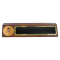 GENUINE WALNUT DESK BLOCK WITH U.S. ARMY SYMBOL MEDALLION AND BLACK SCREENED PLATE