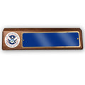GENUINE WALNUT DESK BLOCK WITH U.S. HOMELAND SECURITY MEDALLION AND BLUE PLATE