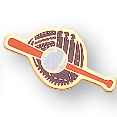 GLOVE, BALL AND BAT ENAMELED PIN