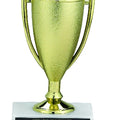 GOLD CUP TROPHY, 5-1/2 INCH, WHITE PLASTIC BASE