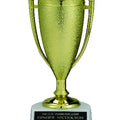 GOLD CUP TROPHY, 6-1/2 INCH, WHITE MARBLE BASE
