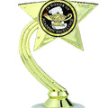 GOLD STAR TROPHY, 8 INCH, WHITE MARBLE BASE, 2 INCH INSERT