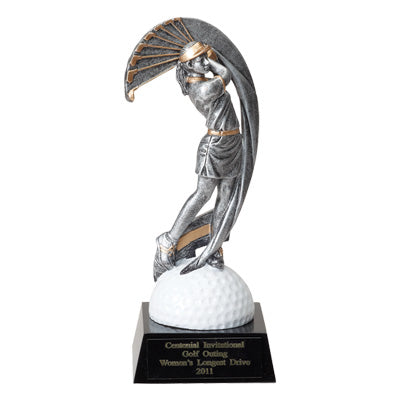 GOLF FEMALE FIGURE TROPHY - NO PLATE