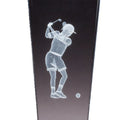 8 1/2 INCH X 2 1/2 INCH GOLF FEMALE CRYSTAL TROPHY LASER ENGRAVED GOLFER INSIDE CRYSTAL