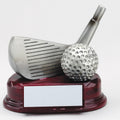 GOLF IRON AND DIVOT TOOL, 5 INCH RESIN TROPHY