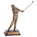 GOLF TROPHY, MALE, 11 INCH, ELECTROPLATED IN ANTIQUE BRASS
