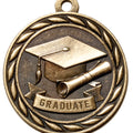 Metal 2-Inch in Diameter Round Graduate Medal with Customizable Back in Antique Brass
