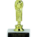 GRADUATE FEMALE TROPHY, 6-1/2 INCH, WHITE MARBLE BASE