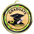 2-1/4 Inch in Diameter Round Graduation Medal with Mylar Detailing and Customizable Back