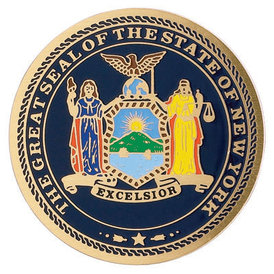 GREAT SEAL OF NEW YORK, 2 INCH ETCHED ENAMELED