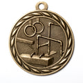 Metal 2-Inch in Diameter Round Gymnastics Medal with Customizable Back in Antique Brass