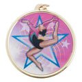 2-1/4 Inch in Diameter Round Female Gymnastics Medal in Gold and Mylar with Customizable Back