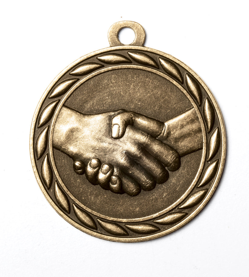 Metal 2-Inch in Diameter Round Handshake Medal with Customizable Back ...