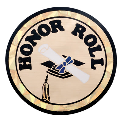 2 Inch in Diameter Round Honor Roll Themed Insert with Mylar Detailing