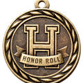Metal 2-Inch in Diameter Round Honor Roll Medal with Customizable Back in Antique Brass