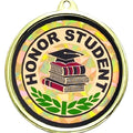 2-1/4 Inch in Diameter Round Honor Student Medal with Mylar Detailing and Customizable Back