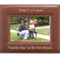 8-1/2 X 6-1/2 INCH HORIZONTAL TAN LEATHERETTE PICTURE FRAME, HOLDS 4 INCH X 6 INCH PHOTO