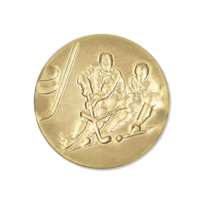 1-Inch in Diameter Round Metal Ice Hockey Medallion Insert in Multiple Colors